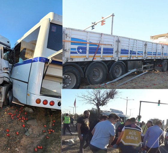 Manisa’da tır işçi servisine çarptı: 23 yaralı