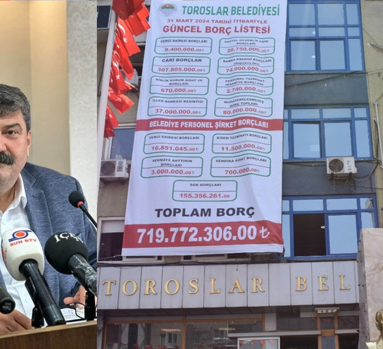 Toroslar Belediyesi 719 milyon lira borç devraldı: Kasada 14 bin 500 lira var
