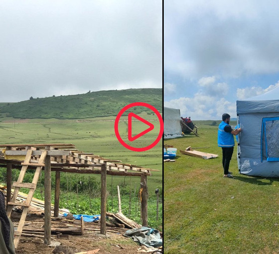 Ordu'da yayla evleri yıkılan köylülere çadır gönderildi