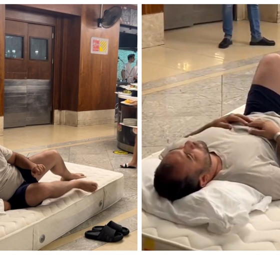 Bozuk klima tamir edilmeyince yatağını otel yemekhanesine taşıdı