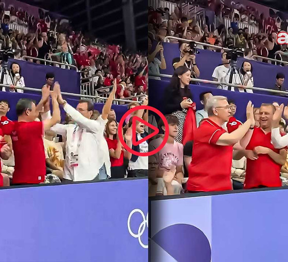 Özel, İmamoğlu ve Yavaş Kadın Voleybol Milli Takımı maçını birlikte izledi