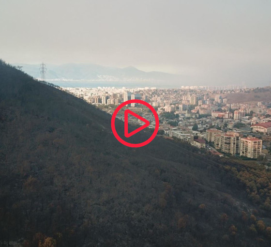 İzmir'deki büyük orman yangını havadan böyle görüntülendi