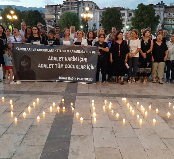 Narin için Tokat'ta eylem: 'Çocukları katleden karanlığa dur de'