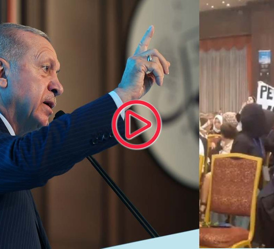 Erdoğan'ın konuşması sırasında 'Gazze' protestosu