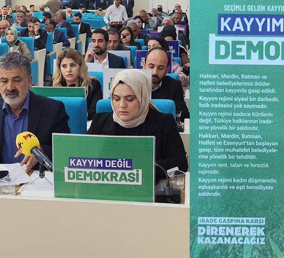 Urfa Belediye Meclisi'nde kayyım protestosu: Yerine kayyım atanan Karayılan alkışlarla karşılandı
