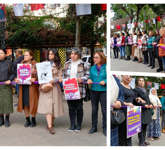 Mersin'de kadınlardan şiddete karşı yaşam zinciri: 'Özgür toplum kadınların mücadelesiyle inşa edilecek'