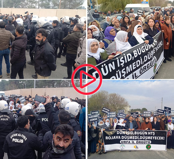 DEM Parti ve DBP Suruç'ta .. Kadınların savaşa karşı oluşturduğu insan zincirine polis engeli