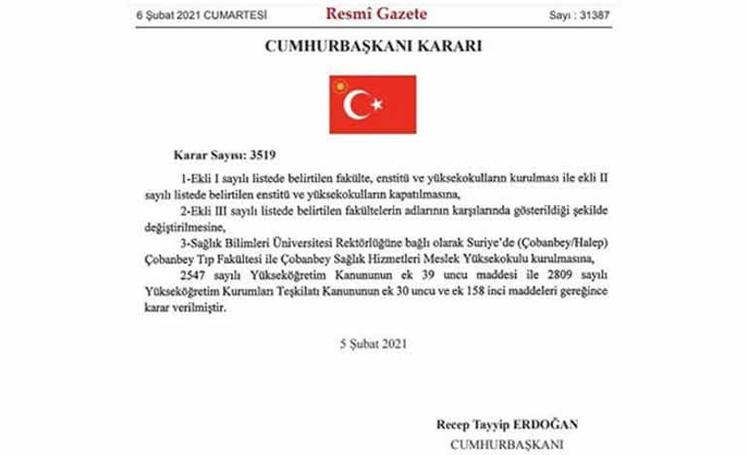 Erdoğan'dan Halep'e üniversite açma kararı