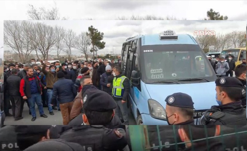 Hatları kapanan minibüsçülerin taksici olması yine engellendi, bir minibüsçü aracını yakmaya çalıştı
