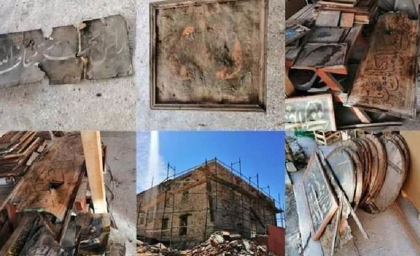 Cami tadilatında bulunan tarihi eserler çöpe atıldı