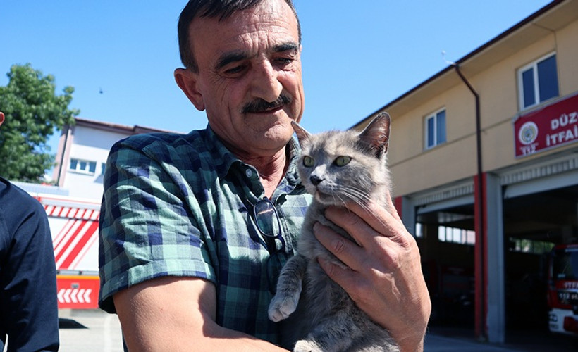 Bolu’da satılan aracın motoruna giren yavru kedi, Düzce’ye geldi
