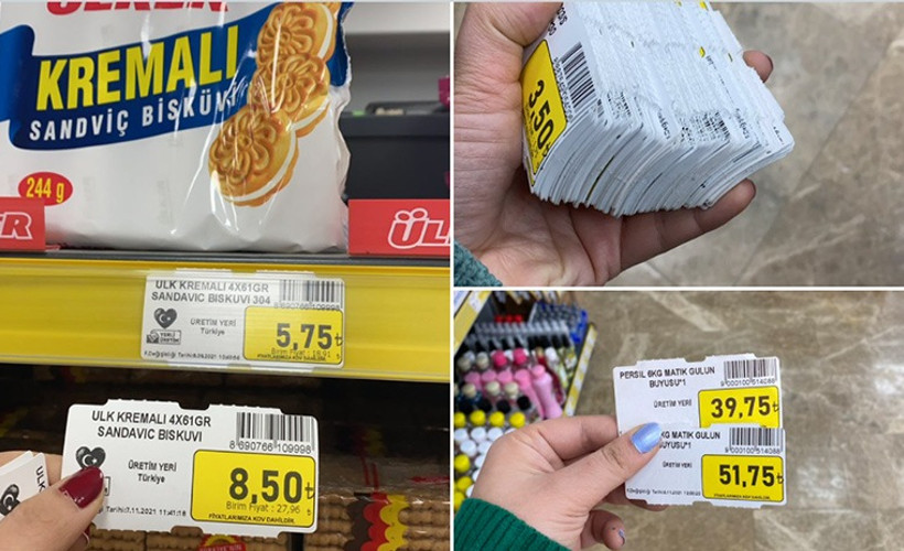 Marketlerdeki yeni 'zam etiketleri' sosyal medyada gündem oldu