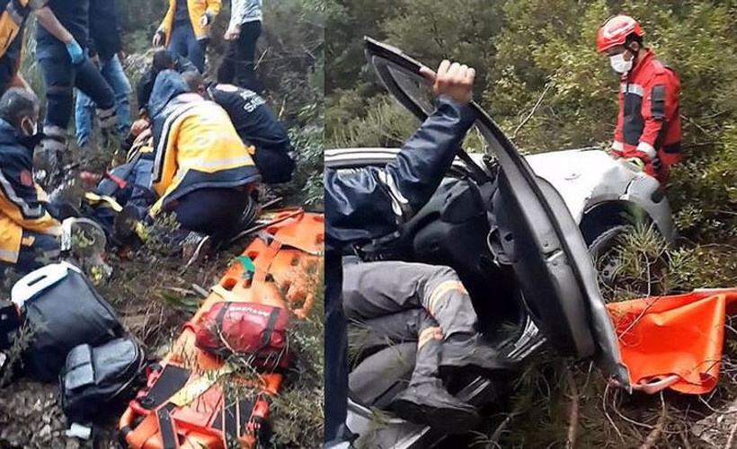 Sağlıkçıların olduğu araç şarampole devrildi: 3 yaralı