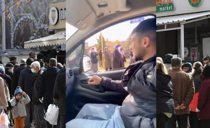 'Dombra' dinleterek yağ kuyruğunda bekleyenlerle alay etti