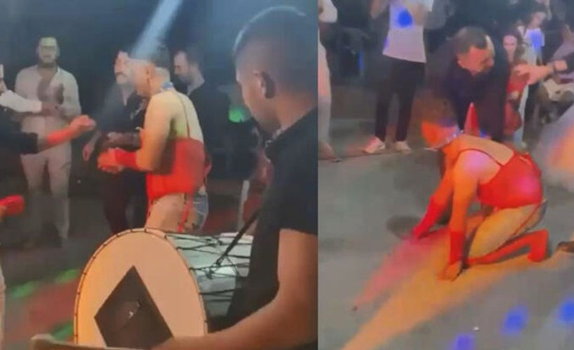 Damada kadın iç çamaşırı giydirip tasma taktılar