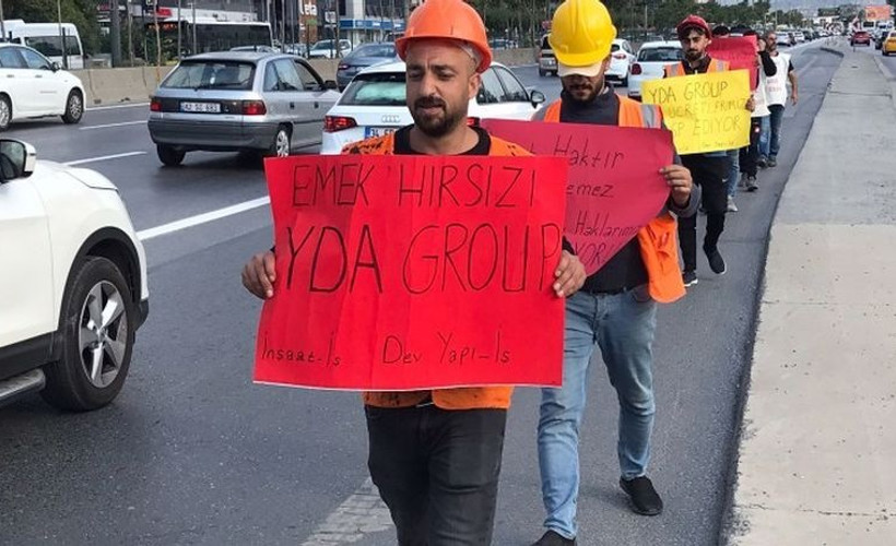 Finans Merkezi inşaatında çalışan işçiler yürüdü: Köle değiliz