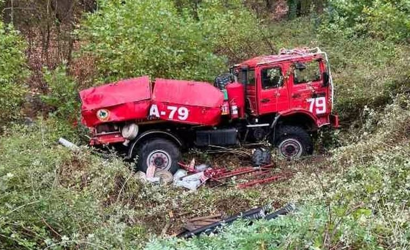 Orman yangını ihbarına giden arazöz kaza yaptı: 4 yaralı