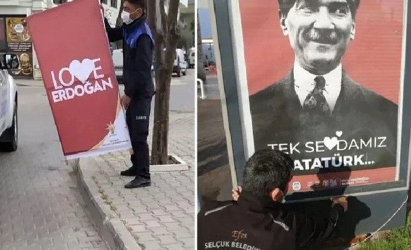 İzinsiz asılan 'Love Erdoğan' afişlerini toplatan CHP'li başkana soruşturma izni