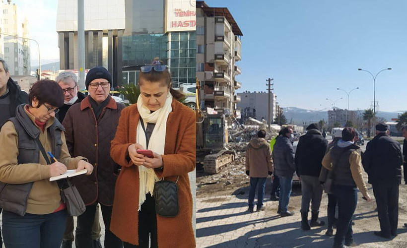 Mimarlar Odası Heyeti deprem bölgesinde incelemelerde bulunuyor