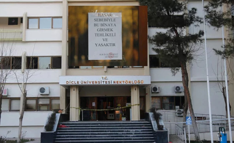 Hasar gören Dicle Üniversitesi rektörlük binası boşaltıldı