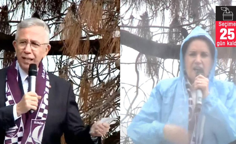 Akşener ve Yavaş Sinop'ta yağmur altında miting yaptı