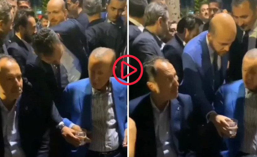 Erdoğan'ın uzatılan suyu almadığı görüntüler gündem oldu: Oğlu Bilal Erdoğan devreye girince suyu aldı