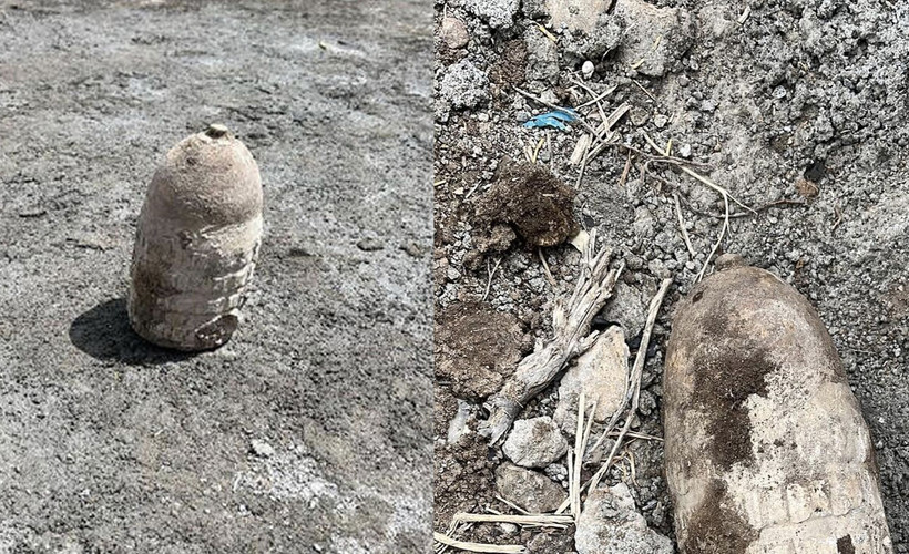 Kars’ta temel kazısı sırasında top mermisi bulundu