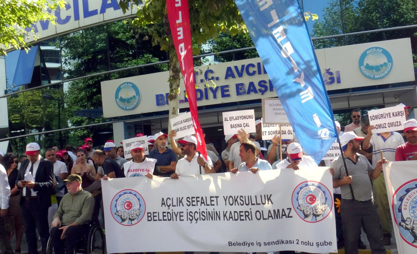 Avcılar Belediyesi işçilerinden eylem: Maaşlarının düzeltilmesini istediler