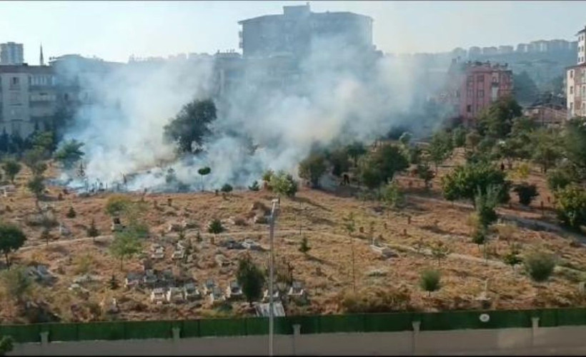 Elazığ'da mezarlık yandı: Ağaçlarla birlikte bazı mezarlar da zarar gördü