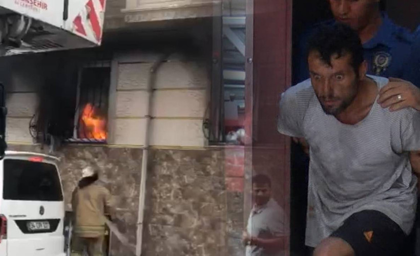 Esenyurt'ta bir erkek eşi ve çocuklarının içinde bulunduğu daireyi yaktı