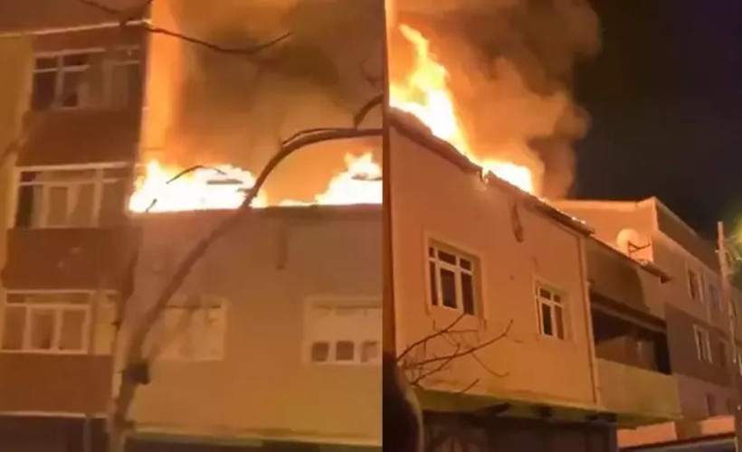 Tuzla'da iki katlı binanın çatısında yangın