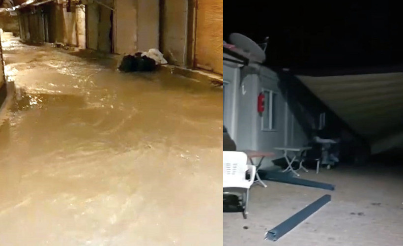 Hatay’da konteyner kentleri su bastı