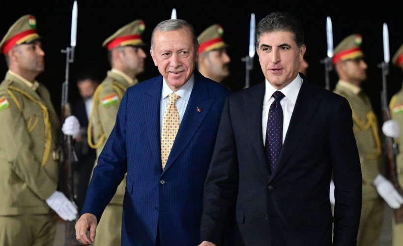 Erdoğan ilk kez Erbil'de: Neçirvan Barzani karşıladı