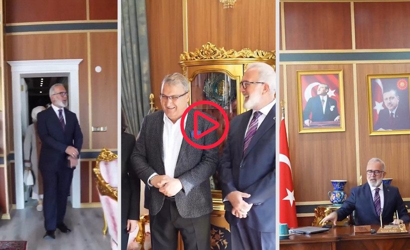 Rolexli Yenişehirlioğlu, Yunusemre'deki makam odasına hayran kalmış: 'Çok sevdim ya'