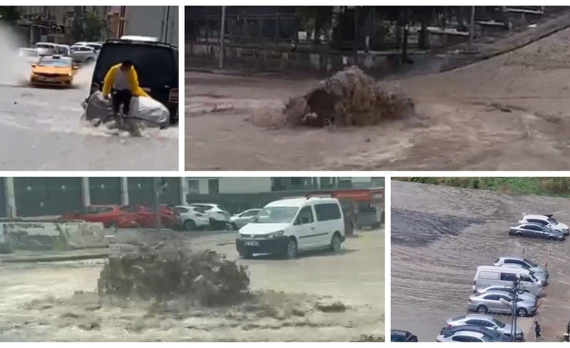 Ankara'da dolu ve yağmur: Cadde ve sokaklar göle döndü