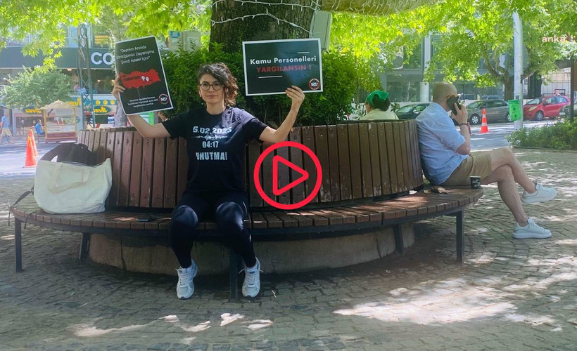 Depremde yakınlarını kaybeden Döne Kaya, Adalet Nöbeti'nin 8. haftasında Kuğulu Park'ta