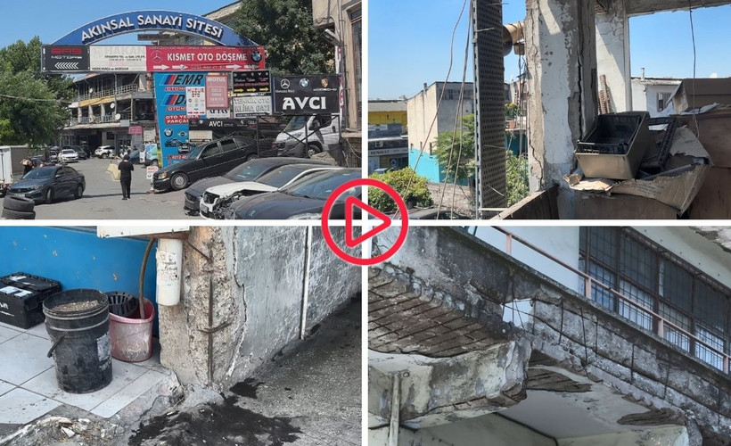 Zeytinburnu'ndaki oto sanayi sitelerinde kolon ve kirişler çatladı, paslı demirler ortaya çıktı