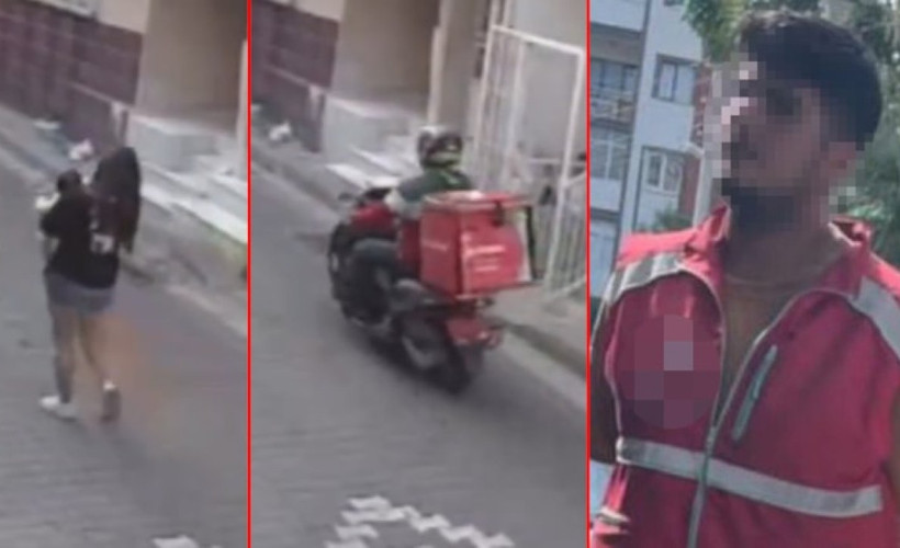 Kucağında çocukla yürüyen kadını taciz eden kurye yakalandı