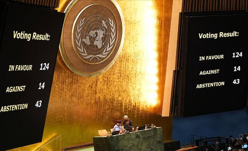 BM Genel Kurulu onayladı: 'İsrail işgal ettiği topraklardan bir yılda çekilmeli'