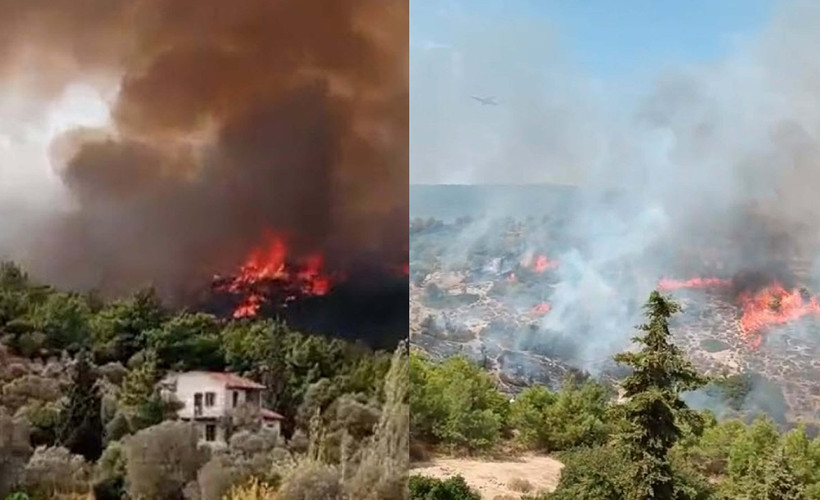 İzmir'de çöplükte çıkan yangın, ormana sıçradı