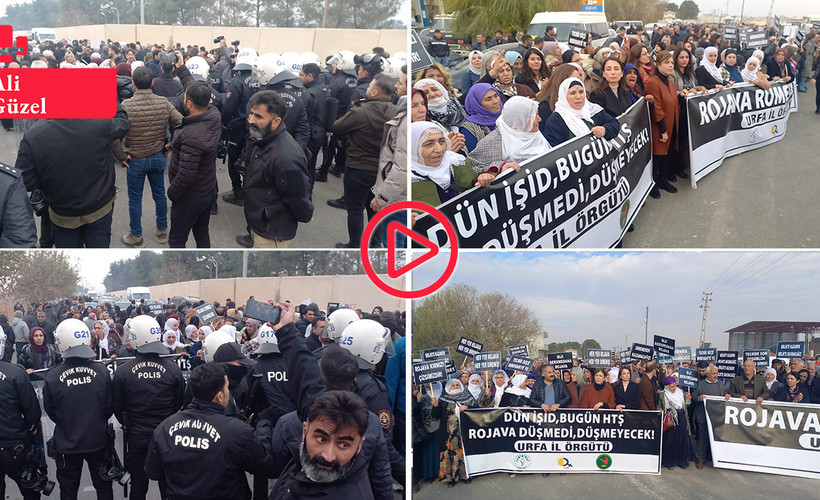 DEM Parti ve DBP Suruç'ta .. Kadınların savaşa karşı oluşturduğu insan zincirine polis engeli