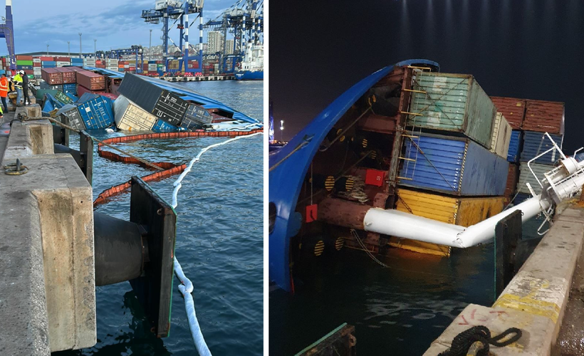 Ambarlı Limanı'nda bir gemi yan yattı