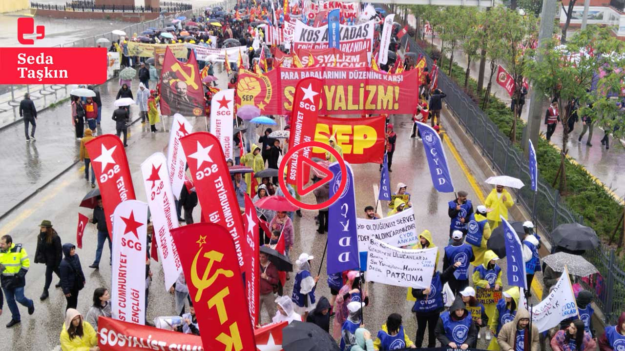 Ankara'da yağmura rağmen emekçiler 1 Mayıs için toplandı