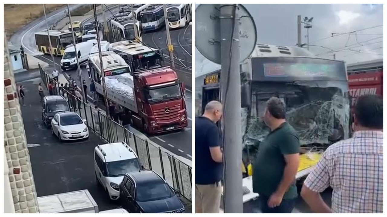 Sultangazi'de İETT otobüsü tıra çarptı: Yaralılar var