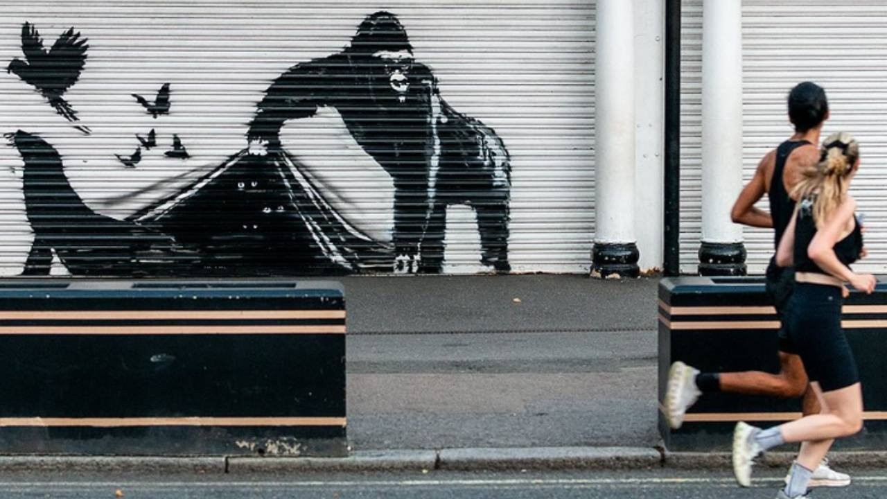 Banksy'nin yeni eseri: Dostlarını hayvanat bahçesinden kurtaran goril