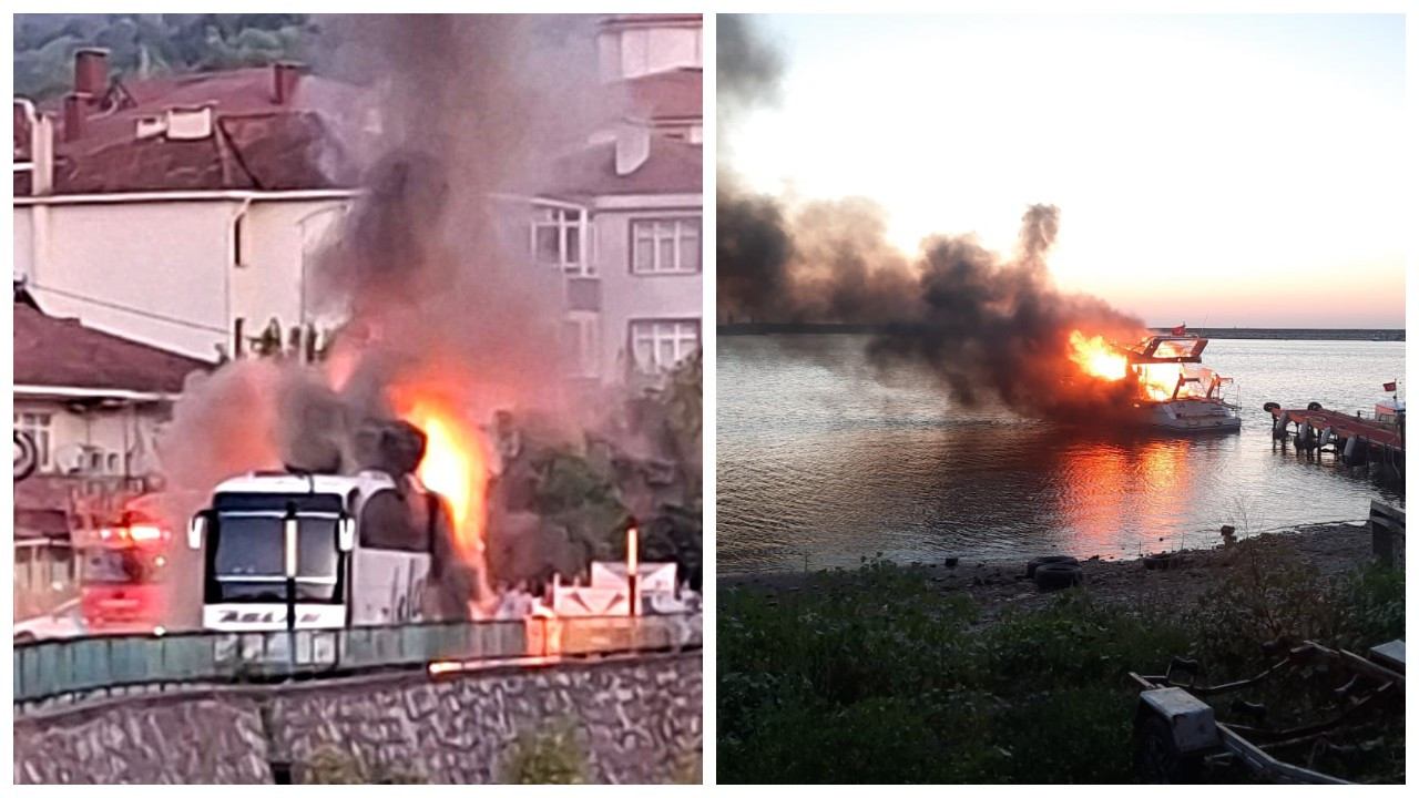 Kastamonu’da aynı aileye ait yat ile otobüste eş zamanlı yangın